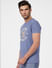 Faded Blue Graphic Print Crew Neck T-shirt_393867+3