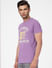 Purple Graphic Print Crew Neck T-shirt_393868+3