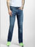 Blue Mid Rise Clark Ripped Straight Jeans_393884+2