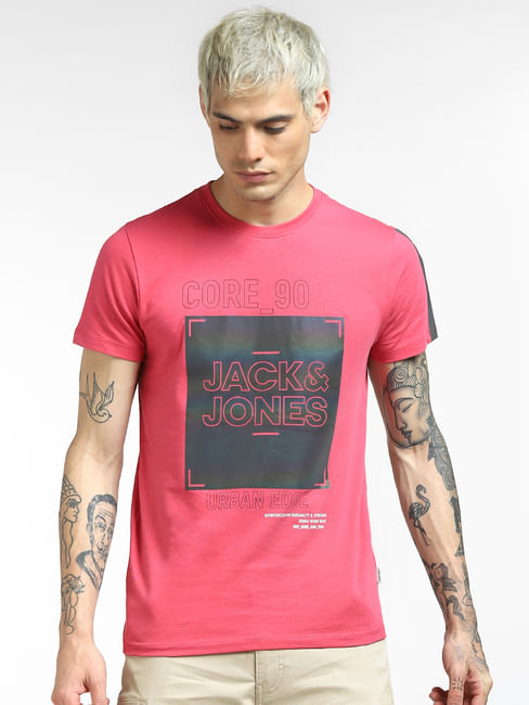 Pink Graphic Print Crew Neck T-shirt