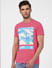 Pink Graphic Print Crew Neck T-shirt_393890+2