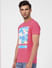 Pink Graphic Print Crew Neck T-shirt_393890+3