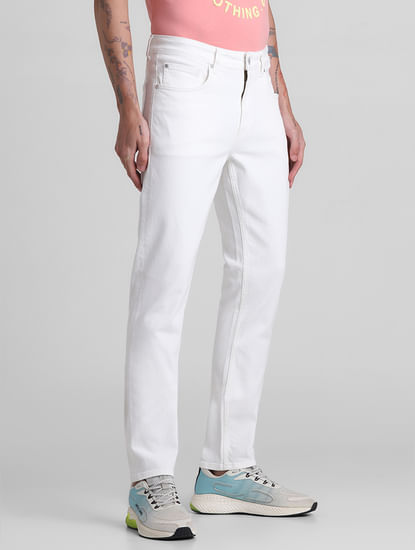 White Low Rise Ben Skinny Fit Jeans