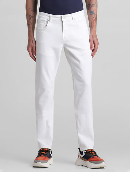 White Low Rise Glenn Slim Fit Jeans