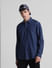 Dark Blue Cotton Denim Shirt_413857+1