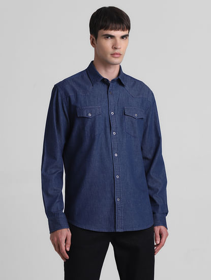 Dark Blue Cotton Denim Shirt