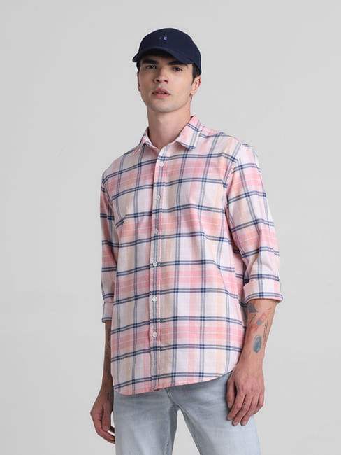 Pink Check Full Sleeves Shirt