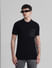 Black Cotton Knit Polo T-shirt_413872+1
