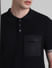 Black Cotton Knit Polo T-shirt_413872+5