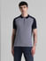 Blue Printed Zip Detail Knitted Polo_413874+2