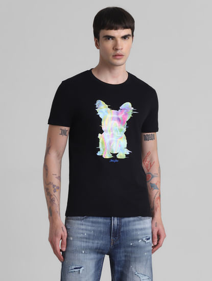 Black Metadog Print Cotton T-shirt