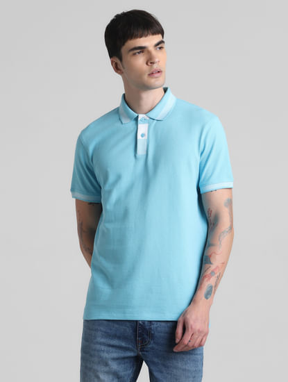 Blue Cotton Polo T-shirt
