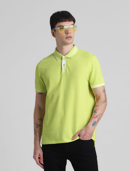 Lime Green Cotton Polo T-shirt
