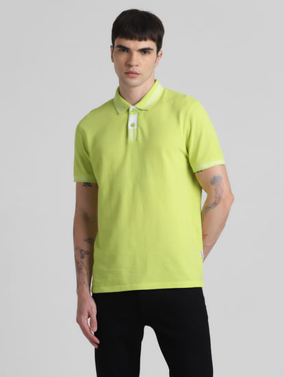 Lime Green Cotton Polo T-shirt