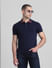 Navy Blue Jacquard Polo T-shirt_413884+1
