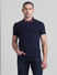 Navy Blue Jacquard Polo T-shirt_413884+2