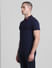 Navy Blue Jacquard Polo T-shirt_413884+3