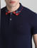 Navy Blue Jacquard Polo T-shirt_413884+5