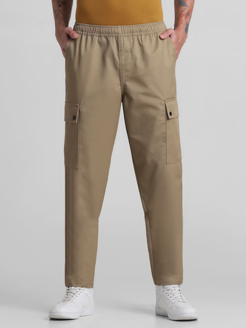 Brown Mid Rise Cargo Joggers