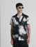 Black Abstract Print Short Sleeves Shirt_413912+1