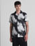 Black Abstract Print Short Sleeves Shirt_413912+2