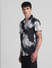 Black Abstract Print Short Sleeves Shirt_413912+3