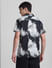 Black Abstract Print Short Sleeves Shirt_413912+4