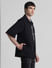 Black Zip-Up Oversized Short Sleeves Shirt_413934+3