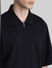 Black Zip-Up Oversized Short Sleeves Shirt_413934+5