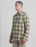 Green Cotton Check Full Sleeves Shirt_413936+3
