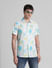 White Tropical Print Short Sleeves Shirt_413940+1
