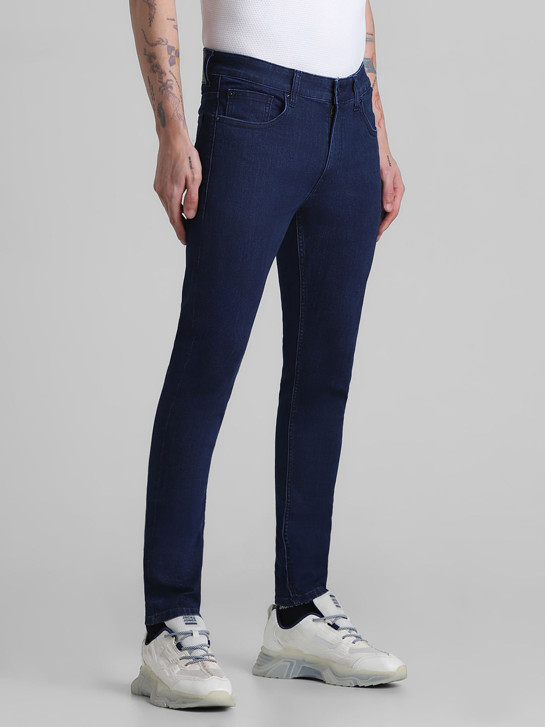 TRENIS 7 Color Men Stretch Skinny Jeans Casual Slim Fit Denim Trousers Male  Gray Black Khaki White Pants (Color : 809Black, Size : 28) at Amazon Men's  Clothing store