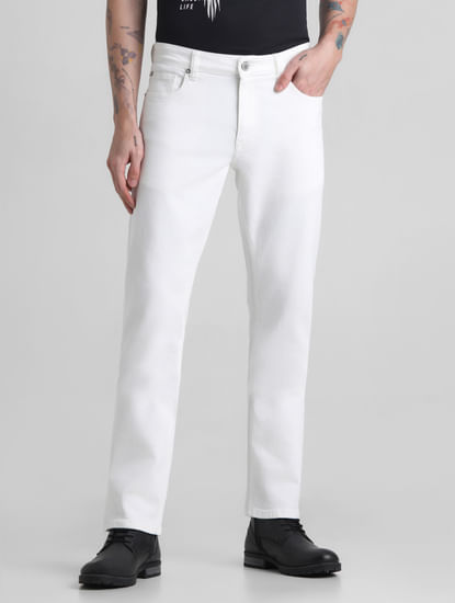 White Mid Rise Clark Regular Fit Jeans