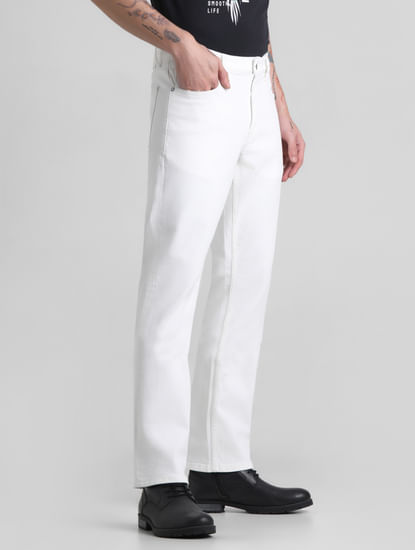White Mid Rise Clark Regular Fit Jeans