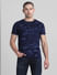 Dark Blue Printed Crew Neck T-shirt_413965+2