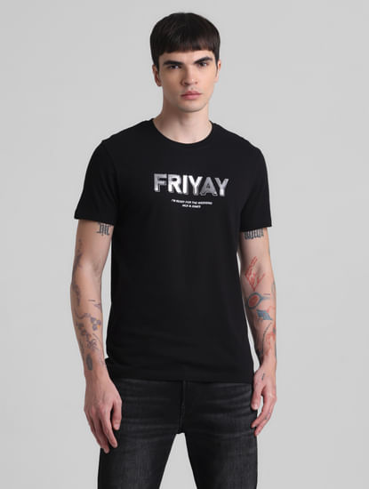 Black FRIYAY Text T-shirt