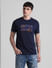 Dark Blue Logo Print Crew Neck T-shirt_413967+2
