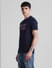 Dark Blue Logo Print Crew Neck T-shirt_413967+3