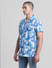 Blue Printed Short Sleeves Shirt_413980+3
