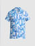 Blue Printed Short Sleeves Shirt_413980+7