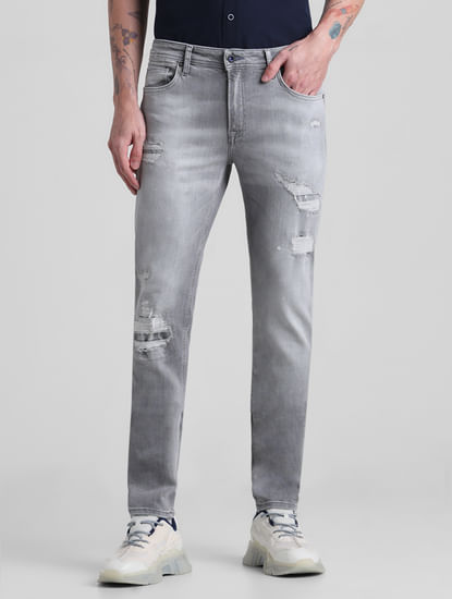 Grey Distressed Ben Skinny Fit Jeans