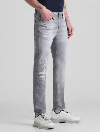 Grey Distressed Ben Skinny Fit Jeans