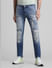 Dark Blue Distressed Glenn Slim Fit Jeans_413995+1