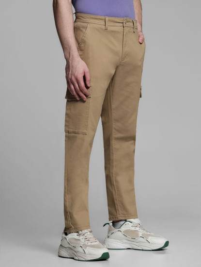 Brown Mid Rise Cargo Trousers