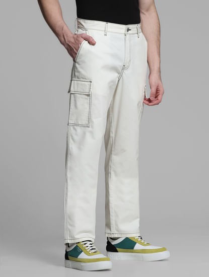 Off-White Contrast Stitch Cargo Trousers