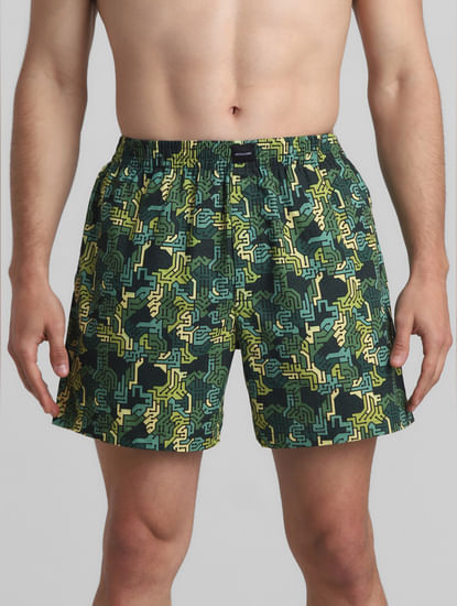 Green Abstract Printed Boxers