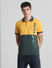 Yellow Colourblocked Cotton Polo T-shirt_415340+2