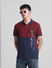 Red Colourblocked Cotton Polo T-shirt_415341+1