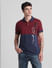 Red Colourblocked Cotton Polo T-shirt_415341+2