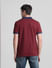Red Colourblocked Cotton Polo T-shirt_415341+4